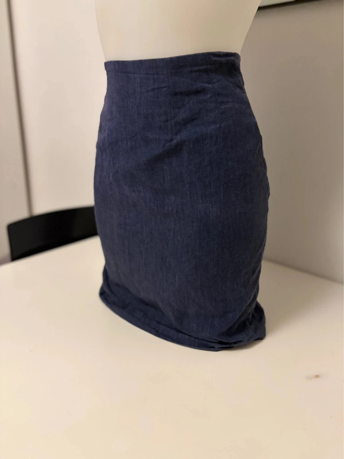 🌸 Navy blue linen straight skirt Clémentucci Paris – Size 36 – Made in France – photo 4